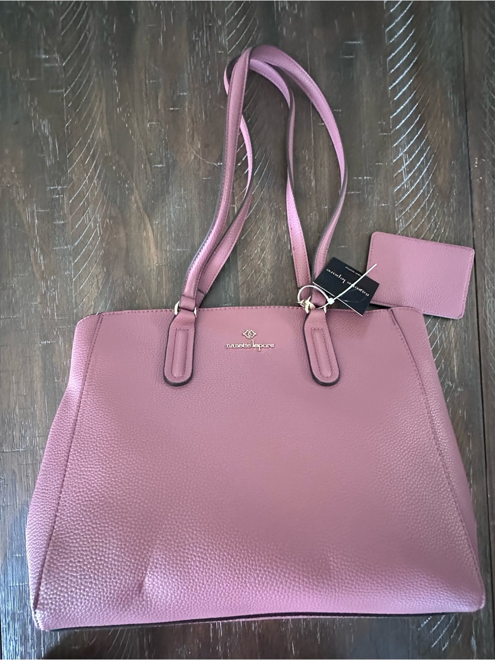 NWT Nanette Lepore Orchid Pebbled Vegan Leather Shoulder Bag with Card Holder